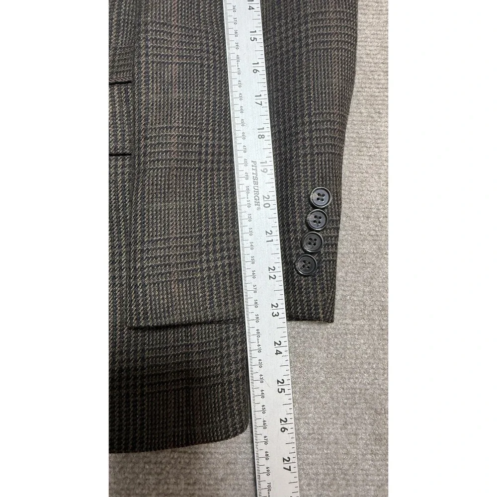 Lauren Ralph Lauren‎ Blazer Mens 38 Brown Wool Plaid Two Button Sport Coat Tweed